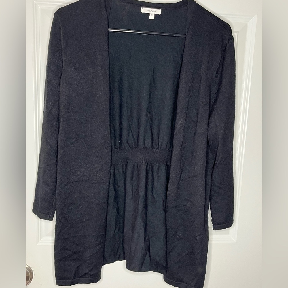 Black open cardigan